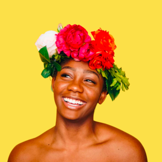 Girl smiling with flower crown